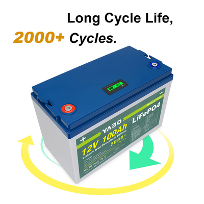 YABO barco solar recarregável personalizado motocicleta carrinho de golfe RV LiFePO4 bateria de armazenamento de energia 12V 100Ah
