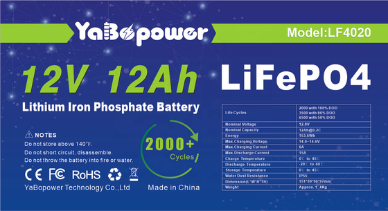 12,8v 12v 12ah Lifepo4 bateria recarregável corrente de descarga 6A