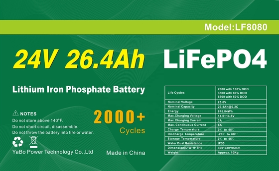 Bateria 26,4Ah 24V Lifepo4 Marine Vida útil mais longa
