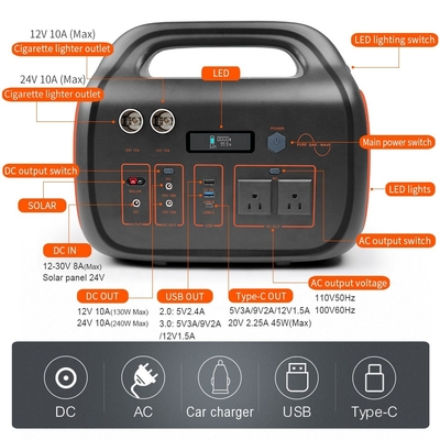 Estação de energia de bateria portátil 1000 w à prova d'água gerador solar AC 110 V 220 V