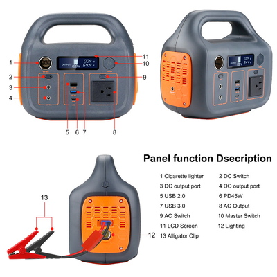 Casa 110 v 220 v gerador solar de acampamento 300 w estação de energia portátil ao ar livre com partida do carro