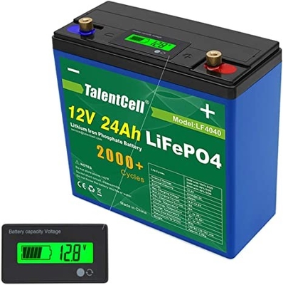 a bateria de lítio de 12v 24ah Lifepo4 embala a grande capacidade recarregável com exposição do LCD